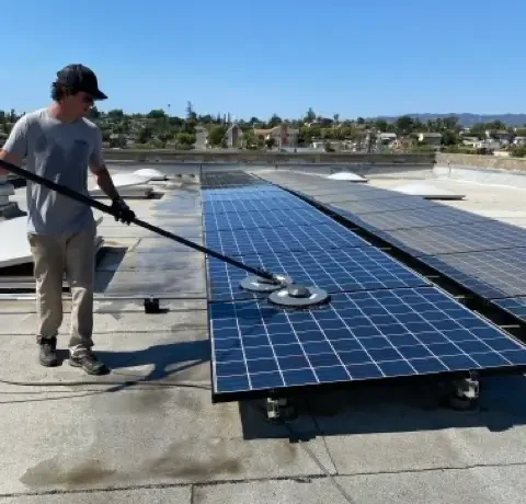 Professional solar panel cleaning on residential and commercial solar panels in Southern California