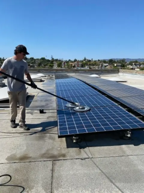 Professional solar panel cleaning on residential and commercial solar panels in Southern California