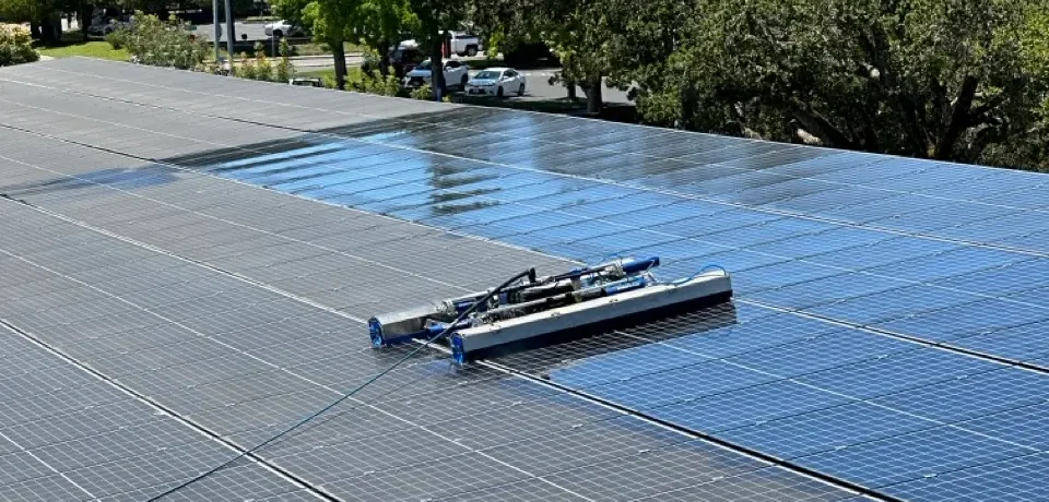 Dirty solar panels in Southern California with visible dust and buildup