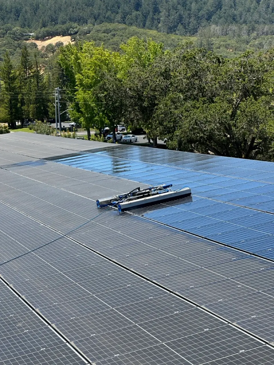 Dirty solar panels in Southern California with visible dust and buildup